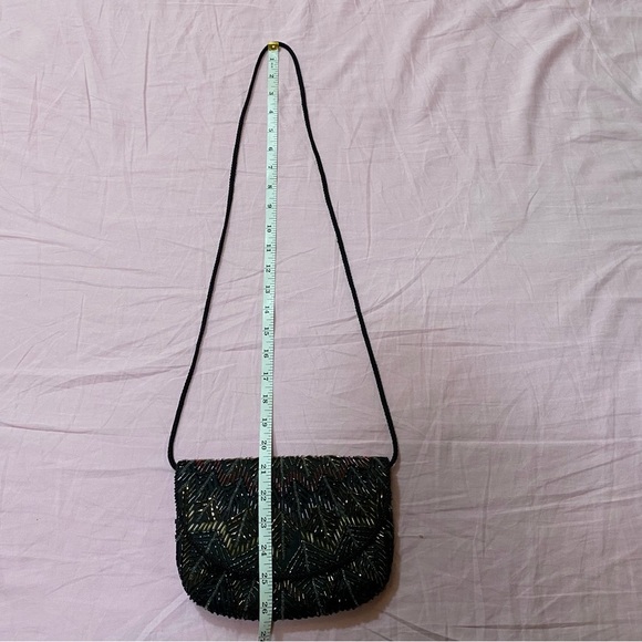 VGT Hand Beaded Multi-color Clutch with Corded Shoulder Strap - Picture 12 of 14